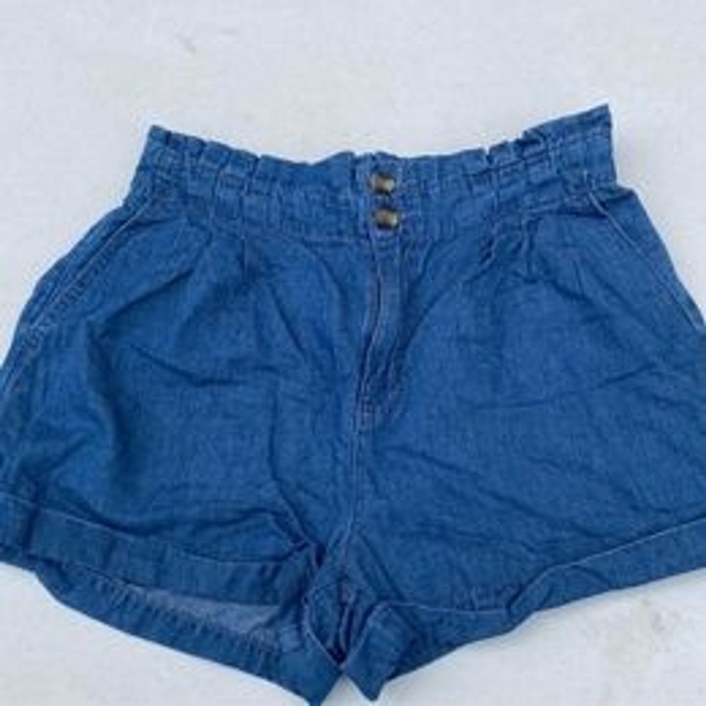 American Eagle Womens High Rise‎ Paperbag Waist Denim Shorts Blue Size 4 Boho